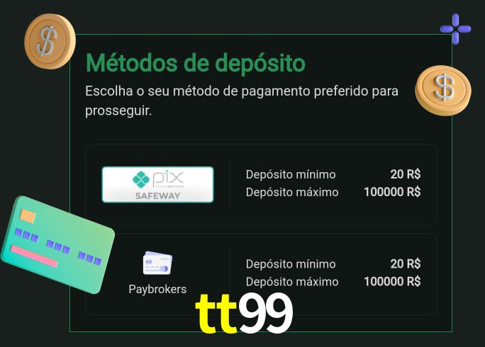 O cassino tt99 oferece uma grande variedade de métodos de pagamento